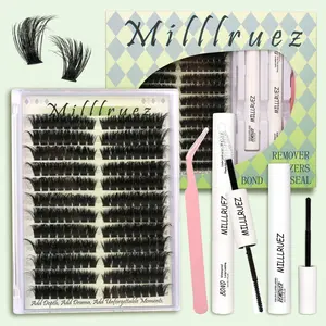 Beginner Friendly   Eyelash Extension Kit  False Lashes (Cluster & Individual) with  Lash Bond & Seal for Instant Glam  WaterProof Lashes for For Girl  Eyelash Extension at Home Makeup  gift