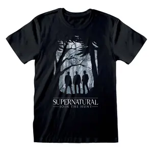 Supernatural Silhouette Unisex Black Tee Shirt, Fashion Cotton, Full Colors, Full Sizes, For Men, For Women