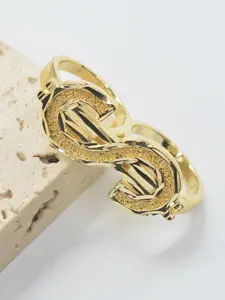14k Dollar Sign Double Ring, Fashion Rings, Finger Rings, Unisex Jewelry, Perfect Gift for Birthdays, Music Festivals, Daily Wear Accessories