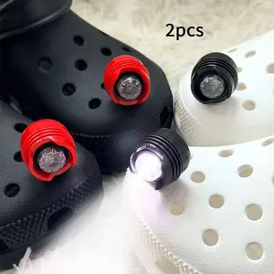 2Pcs LED Light Shoe Charms - Red & Black, Night Safety Decor, Trendy Crocs Accessories, Led Light Feature