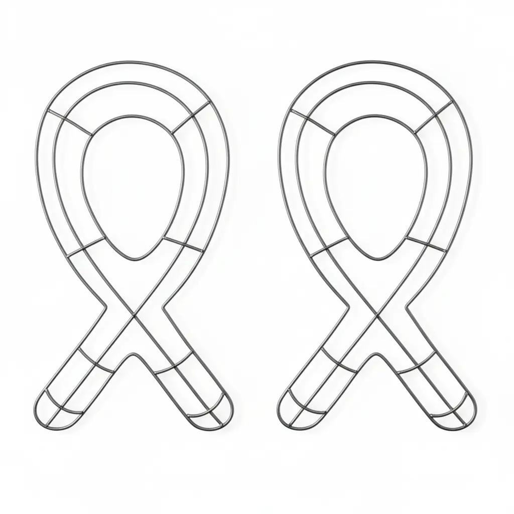 Set of 2 Pink Ribbon Wreath Forms 18.75 Inch Metal Frame, Awareness Ribbon Wreath Base, Wire Frame for DIY Crafts