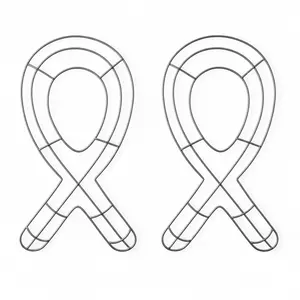 Set of 2 Pink Ribbon Wreath Forms 18.75 Inch Metal Frame, Awareness Ribbon Wreath Base, Wire Frame for DIY Crafts