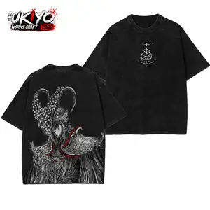 [Collection] Premium Heavyweight Cotton Elden Ring Graphic Tee, Malenia & Bosses Vintage Mineral Wash Oversized T-Shirt, Durable High End Retro Print, Dark Souls Inspired Gaming Merch, Soft Breathable Acid Wash Fabric