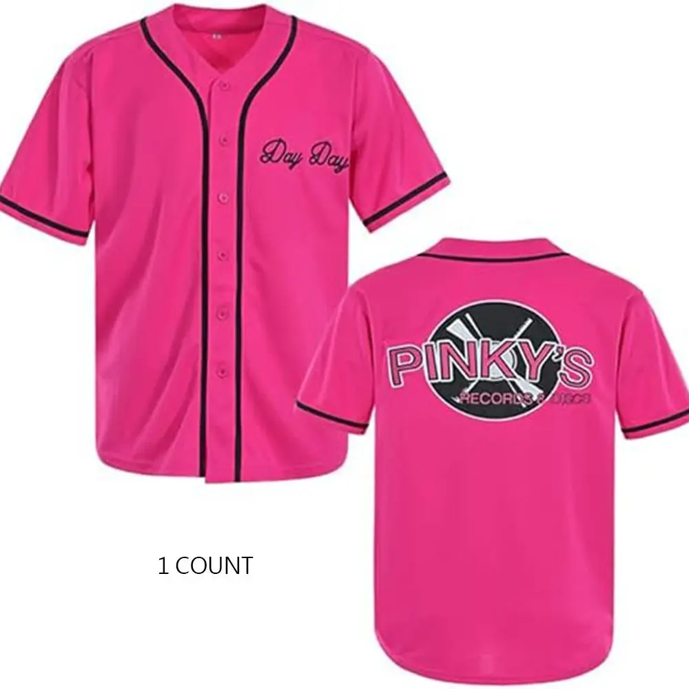 Men's Loose Double-Stitched Collared Neck Baseball Jersey Shirt, 90s-00s Hip Hop Professional Sports Apparel, Polyester Short Sleeve Casual Top, Standard US Size, Hand Washable for Beach Holidays, Baseball/Dance Teams