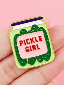 Pickle Girl Cartoon Enamel Pin, Unique Zinc Alloy Badge, Backpack Hat Clothing Accessory, Gift for Colleagues Friends, All Seasons