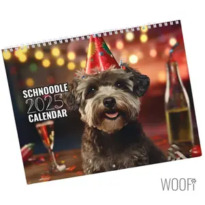 Schnoodle Calendar 2025, Schnoodle Wall , 12 Month Hanging Wall Calendar, Desk Calendar, Gifts for Her, Support Dog Shelters