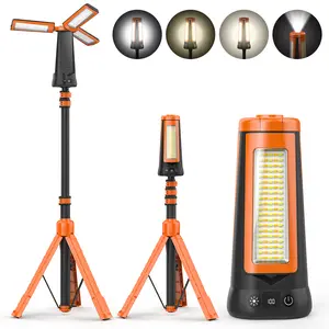 ADEWALK Rechargeable camping lantern with stand, cordless work light with 4 LED lamp heads, 15000mAh, maximum height 7.2 feet, 5500 lumens, emergency flashlight with detachable tripod