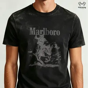washed cotton Vintage Marlboro Cowboy T-Shirt, Gifts Shirt, Unisex Vintage Graphic Tees Gothic Grunge Y2k Emo Scene Amity Affliction Style Clothes Men Women Streetwear