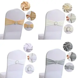 Spandex Chair Sashes with Bows – Pack of 40 high-quality elastic chair sashes (with buckle sliders), universal elastic chair sashes, suitable for wedding, party, ceremony, reception and banquet decorations (white and grey range)