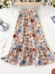 Women's Floral Print  Skirt, Boho Casual Skirt, Fashion Casual   Skirt for Daily Holiday Vacation Wear, Ladies Bottoms for Summer