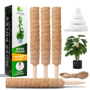 Bloom Crafters Moss poles 4 in 1 Easy Installation Moss Poles Stackable Monstera Plant Support with Funnel & Rope