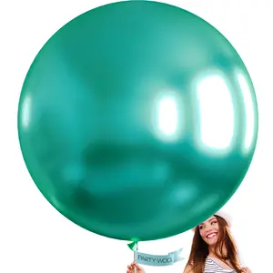 Metallic Green Large Balloons, 4 pcs 36 Inch Balloons, Green Metallic Big Balloons, Chrome Green Giant Balloons, Jumbo Balloons for Birthday Decorations, Wedding Decorations, Green-G103