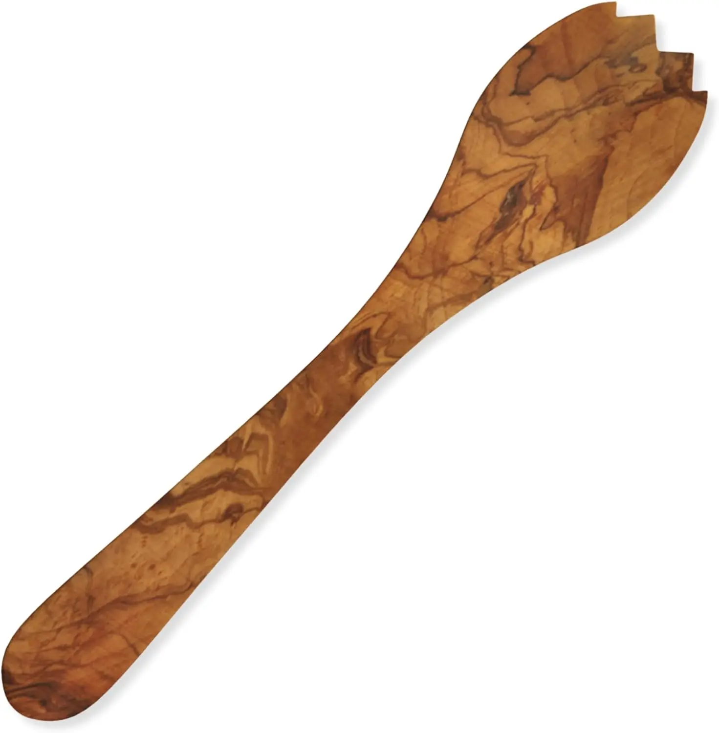 Olive Wood Salad Server 12 Inches Long Wooden Tongs for Serving and Mixing Spoons Hand-Polished Live Edge Rustic Charm Ergonomic Grip Easy Storage and Hang Perfect for Salads Pasta Fruits
