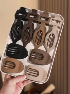 8pcs retro style simple hollow ingot hair clip, square non-slip hollow hair clip brown style temperament all-match ingot hair clip suitable for long hair multiple female hair, Hair Claw