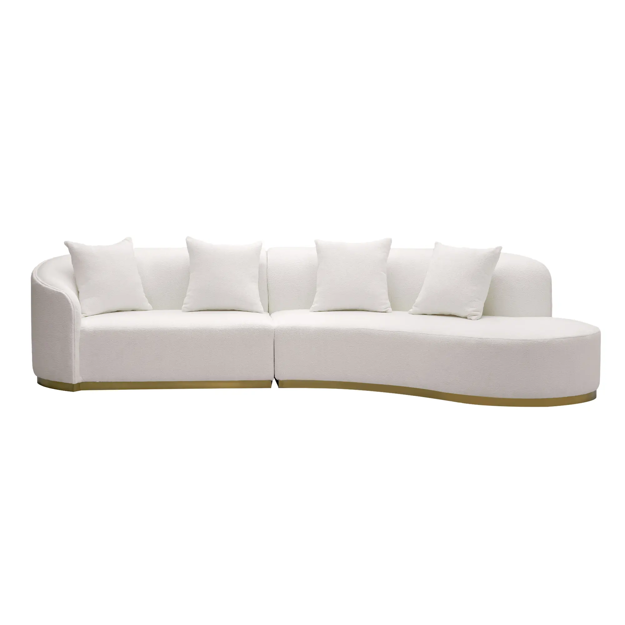 Boucle Fabric Modern Nordic Sofa Elegant Design for Living Room Contemporary Style Comfortable Texture Gold Trim 110.24 x 66.93 x 27.16