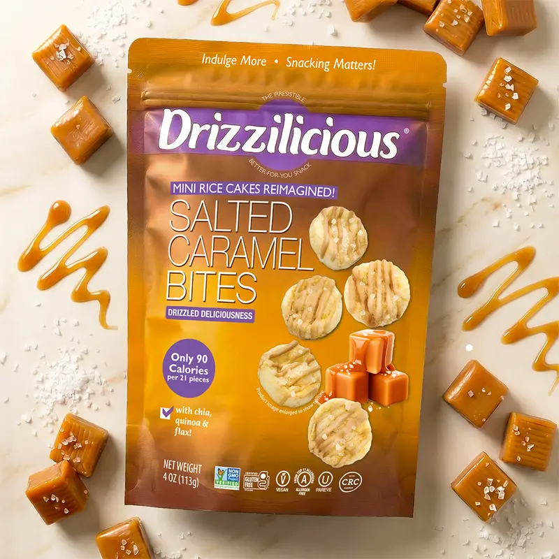 6 Pack - Drizzilicious Salted Caramel Mini Rice Cakes 4 oz 6 Pack - Drizzilicious Salted Caramel Mini Rice Cakes 4 oz