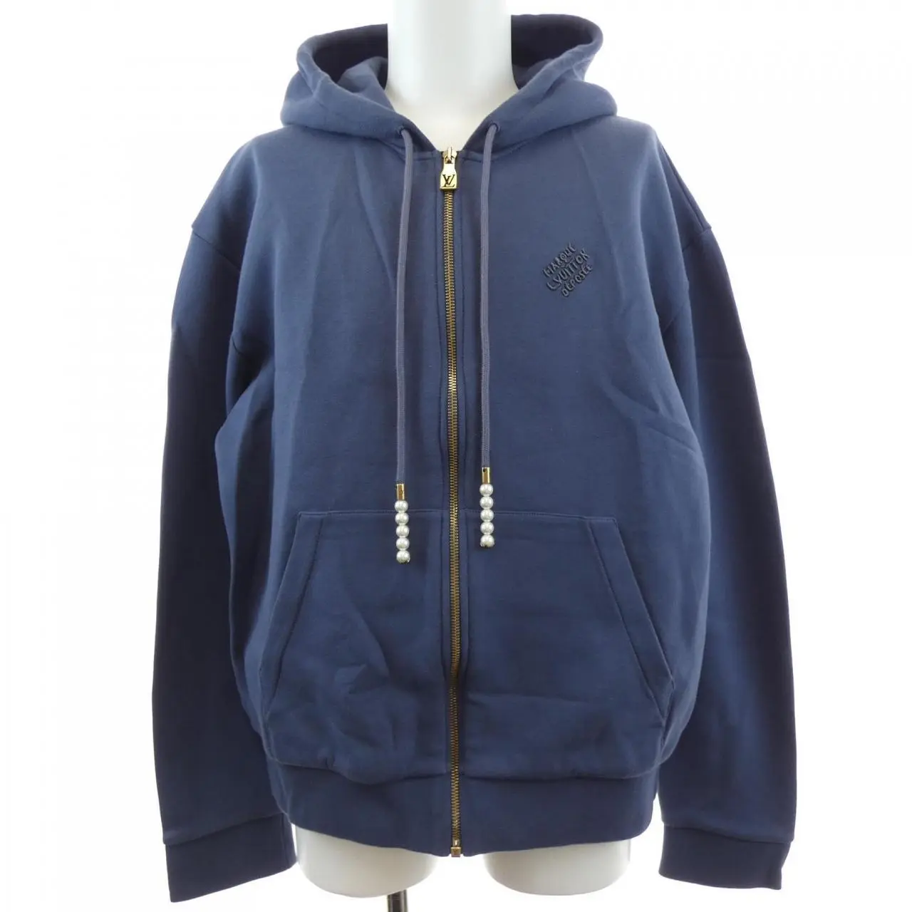 Pre-owned Louis Vuitton Cotton Small Leather Goods Embroidered Zip Jersey Hoodie