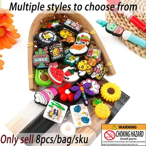 Silicone Beads Kit, 8 Counts/set Cute Cartoon Design Beads, DIY Jewelry Making Supplies for Bracelet & Necklace & Keychain