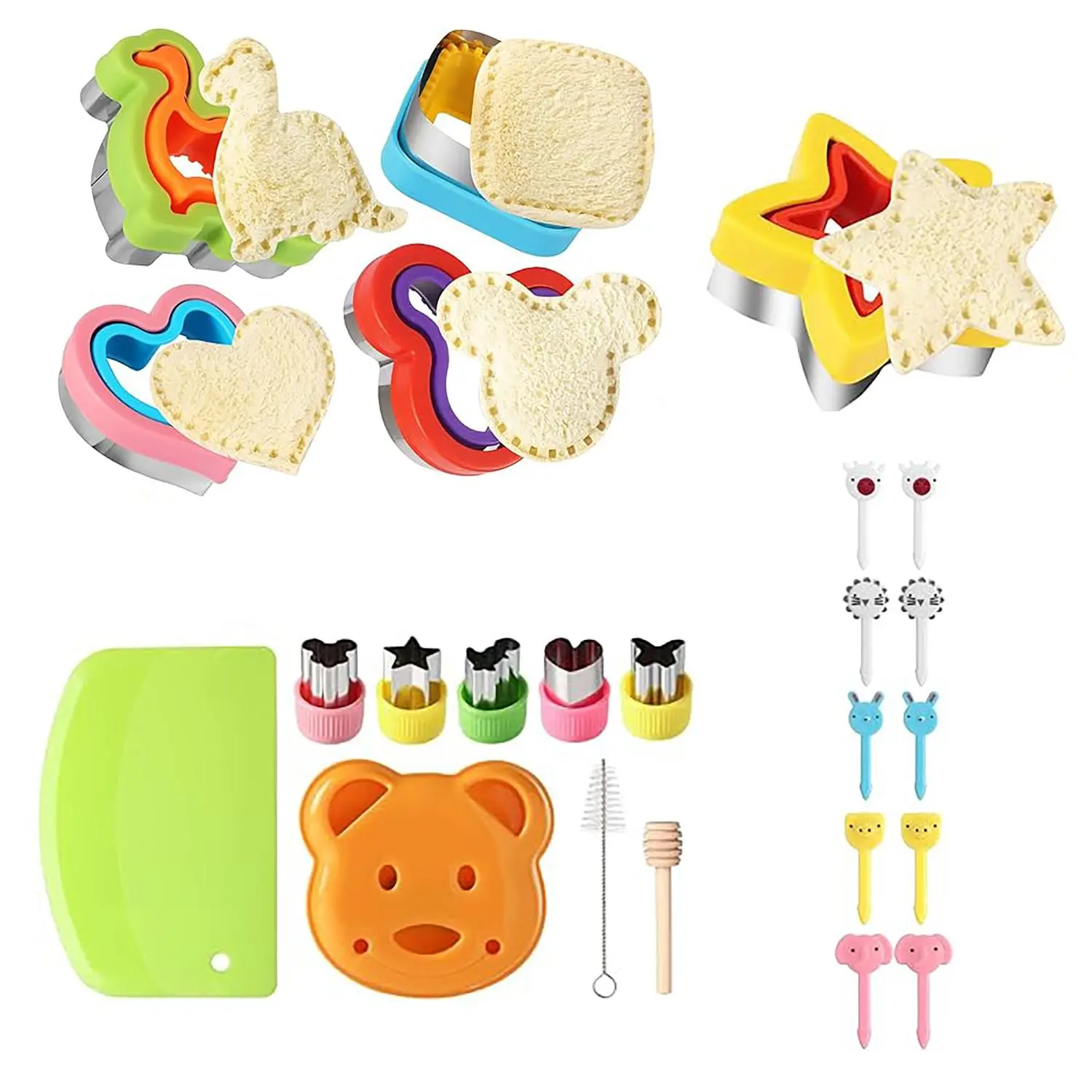 Cute Cartoon Sandwich Cookie Mold, 1 Set DIY Sandwich Cutter, Baking Tool for Home Kitchen, Household Kitchen Products, Cookie Cutters Home, Baking Supplies