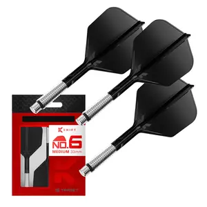Target Darts K-Shift No.6 Integrated Flights & Shafts | K Shift No.6 Flight & Shaft System, White/Clear/Black – K-Flex Short/Intermediate/Medium Shift Spin Base, Professional Dart Accessories