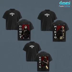 [Collection] Call of Duty Operator Washed Shirt, Ghost Nikto König Modern Warfare Sci-Fi Video Game Vintage Charcoal Black Boxy Fit Graphic Tee, Heavyweight Cotton Gaming Top