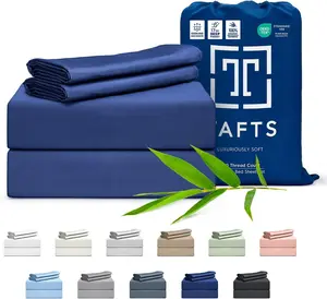 Tafts King Sheets Set, Pure 100% Viscose Derived from Bamboo Bed Sheets Set, Luxuriously Soft, Silky, Cooling Sheets, Double Stitched, Lifetime Quality Promise (Navy)