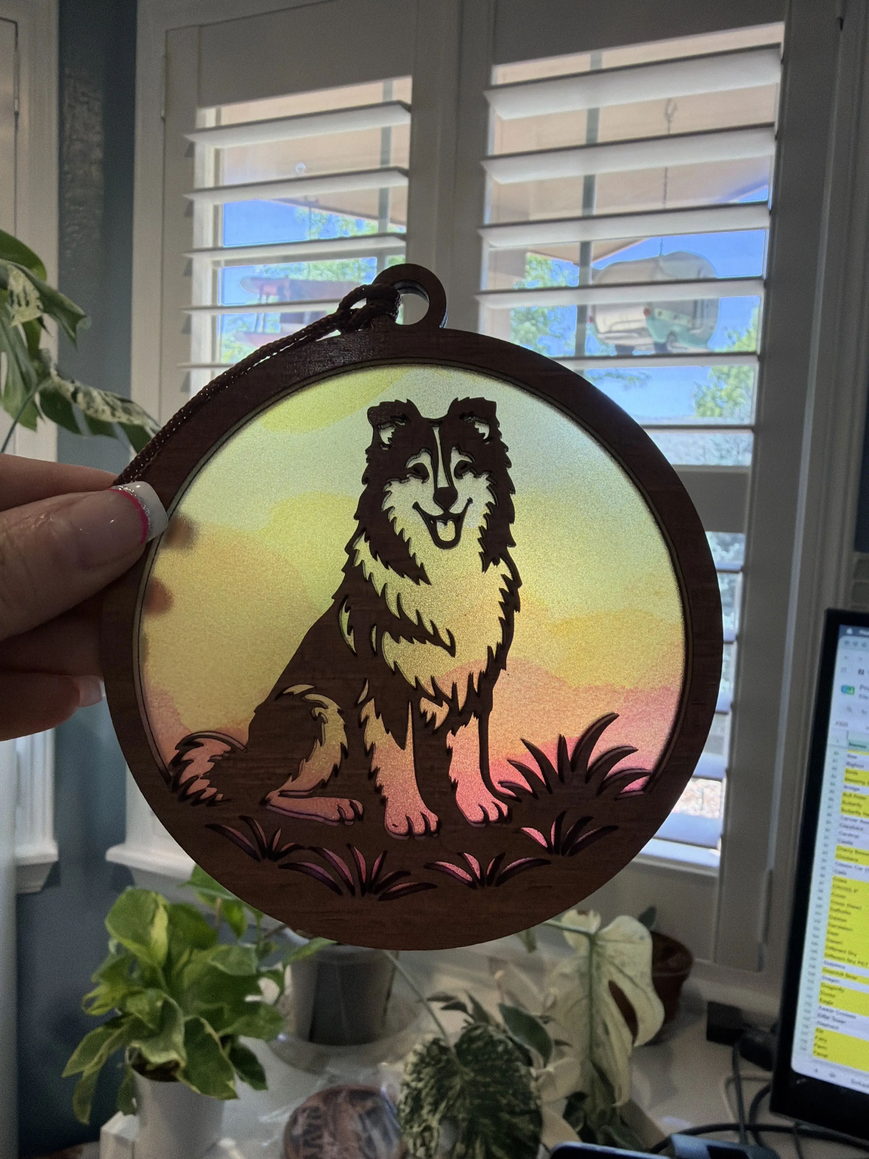 Sheltie Suncatcher for Sunny Window