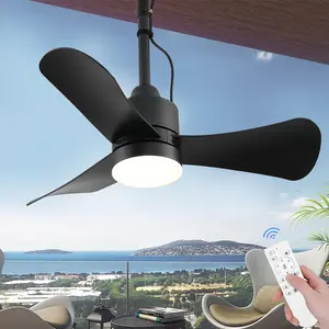 Gazebo Fan,32" Plug in Ceiling Fan with 3 Color LED Light, Outdoor  Fan,Outdoor Ceiling Fans for Patios,Gazebo,Pergola.Black