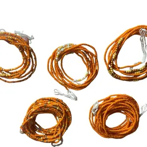 Tropical Orange Permanent Waist-Bead Jewelry - Unique Beaded Accessories for Your Collection