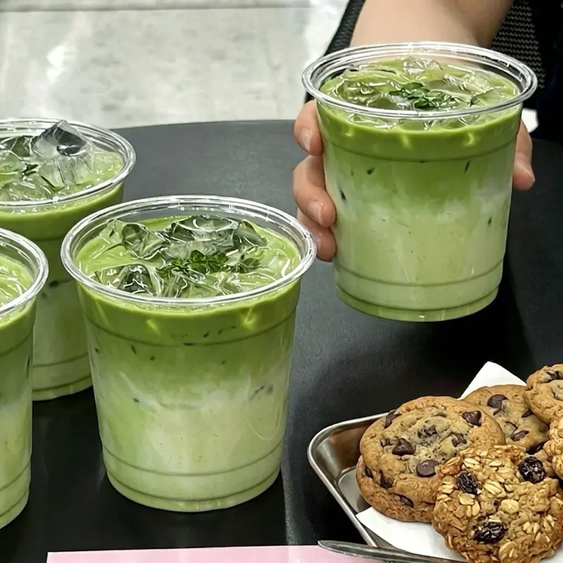 Wide, Aesthetic 16 oz 50 Pack Clear Plastic Cup with Strawless Sip Lid for To Go Cold Drinks, Matcha, Coffee, Smoothie, Juice, Tea, Disposable, Party
