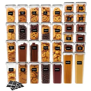 24pcs Airtight Food Storage Container Set - Freshness Guaranteed with Plastic, Perfect for Kitchen and Pantry Organization, with Lids and Labels for Easy Storage of Cereal, Dry Food, Flour, and More!
