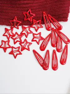 20pcs Cute Simple Star Water Drop Hair Clips Set, Sweet Shiny Bangs Side Bb Clamps Y2K Style Hair Accessories for All Seasons