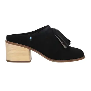 TOMS Womens Leila Tassel Fringe Mule Clogs Casual - Black