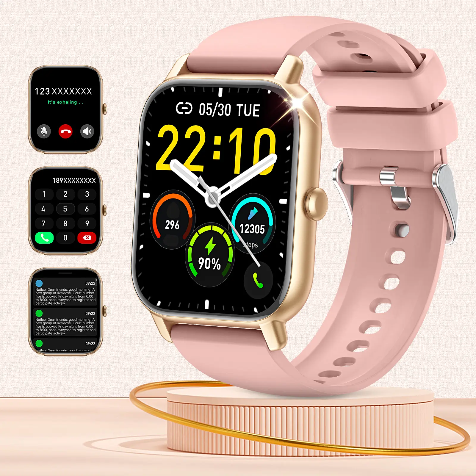 EIGIIS Smart Watch for Women Answer/Make Call 1.85" HD Touch Screen Fitness Tracker with 100+ Sport Modes,  Waterproof Outdoor Smartwatch for iPhone Android Phones