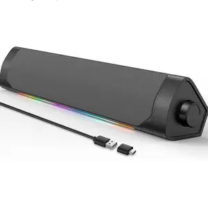 Computer Speakers for Desktop Pc with RGB Lights and USB Connection Black Design
