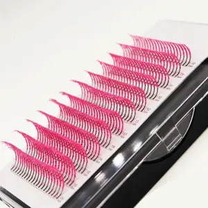 New Fluorescent Pink Luminous Glitter Fluffy Fairy Individual Eyelash Extensions D Curl, 10-16mm Mixed Sizes With Synthetic Mink, Shiny Rhinestone Colored Eyelash Extensions Eyelashes Extensions Cosmetic Makeup