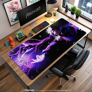 [Sale off up to 65%][Free Ship] Gojo Hollow Purple Mouse Pad - Jujutsu Kaisen Anime Blast Scene, Six Eyes Sorcerer Desk Mat, Cursed Technique Gift