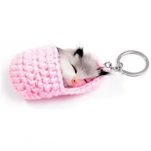 Cute Crochet Cat Plush Keychain Handmade Animal Bag Charm Stylish Pendant Gift for Women Daily Bag Decoration