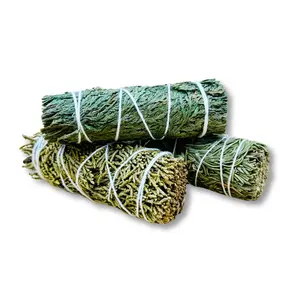 Evergreen Smudging Set (3 Bundles) - Juniper Cedar Rosemary Smudge Bundle Sticks Freshener Fragrance