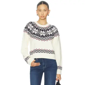 Lovers and Friends x Christina Elezaj Calix Fair Isle Sweater in Cream Multi