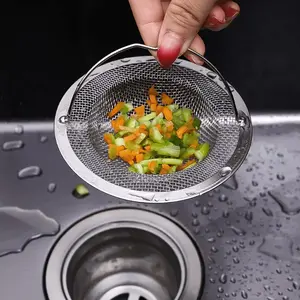 1-piece stainless steel sink filter set with non-slip handle - catches hair, food and debris clog prevention device - rust-proof and durable mesh drain cover - premium kitchen and bathroom drain filter