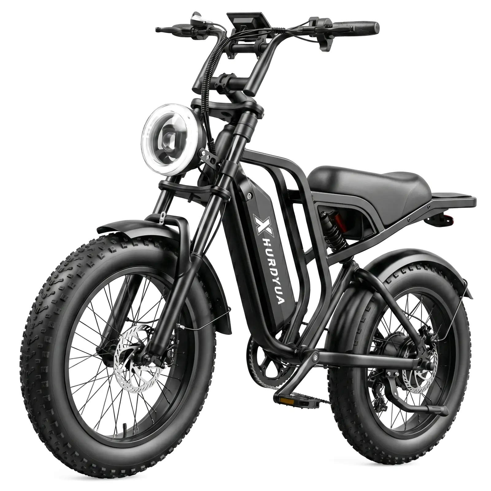 All-Terrain Electric Bike - 1500W Peak Motor, 33MPH Max Speed, 48V 15Ah Removable Battery, 60-mi Range, 20"×4.0" Fat Tires, 7-Speed, Dual Suspension System, 330 lbs Capacity, UL 2849 Certified, Commute Essential
