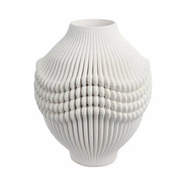 16"COULTER LARGE 3D PRINTED PORCELAIN VASE, IVORY