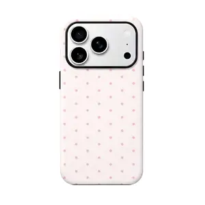 Pink polka dot iPhone case, pink, black, suitable for iPhone17 ProMax, 16Pro, 15, 14.Premium phone case|   Shockproof protective phone case|   Smart phone case brown design