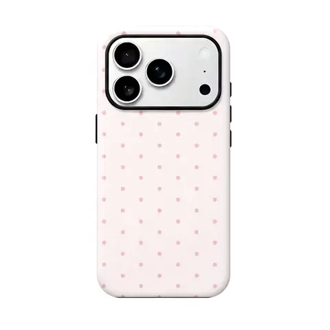 Pink polka dot iPhone case, pink, black, suitable for iPhone17 ProMax, 16Pro, 15, 14.Premium phone case|   Shockproof protective phone case|   Smart phone case brown design