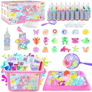 BEIREG Magic Water Elf Toy Kit - 19 Color & 18 Animal Molds, 300ml Clear DIY Gel, Glow-in-the-Dark & Sparkling Gel Make Your Own Squishies, Water Craft Toys Gift for Kids Boys Girls Ages 5-12 creative art dolphin sewing