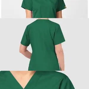 WonderWink Unisex Scrub Top  - Real Hunter Green - L-New  Fabric Menswear Womenswear Unisex Soft Clothing Uniforms Workwear Day Pockets Underwear medical scrubs study outfit fashion Stylish Suits