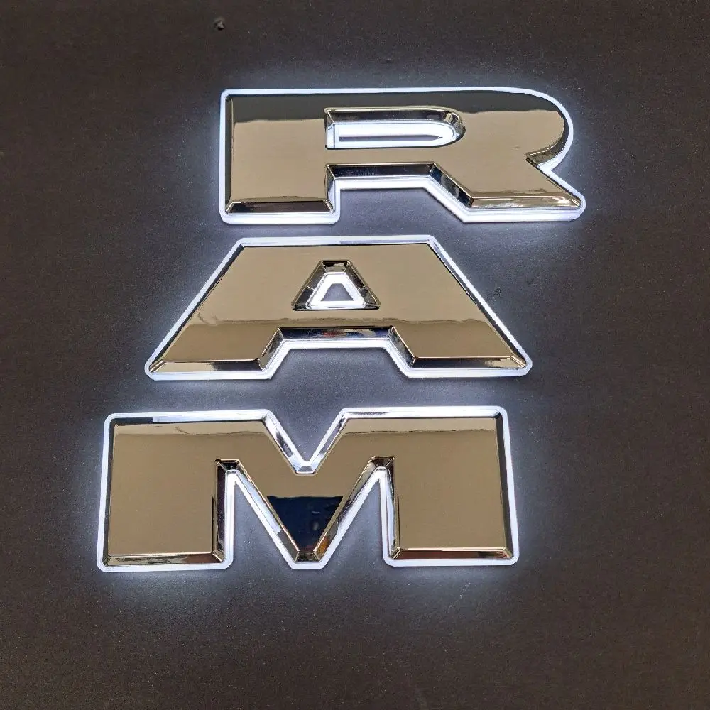 Illuminated RAM Emblem, 2019-2024 Chrome Car Badge