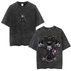 Japanese Anime Hunter X Hunter Neferpitou Vintage Washed T-shirts Fashion Cotton T-shirt Men Women Casual Oversized T Shirt Tops
