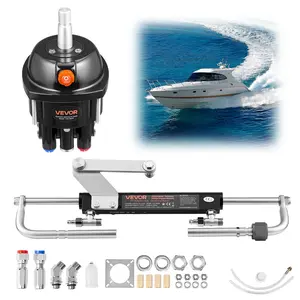VEVOR Hydraulic Steering Kit for Outboard Motor Vehicles, 90 HP Steering Wheel Helm Pump & Cylinder, 6.9 MPa/1000 psi Max Working Pressure, Aluminum Alloy Housing, Check Valve, for Fishing Boats Sailboats